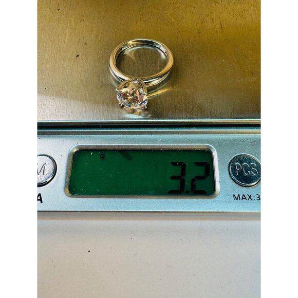 Estate Sterling Silver 925 Solitaire CZ Engagement Ring Size 6, 3.2g Classic - Picture 9 of 9